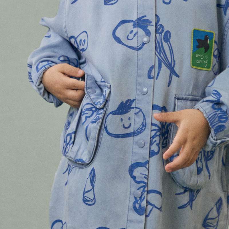きのこ柄シャツワンピース