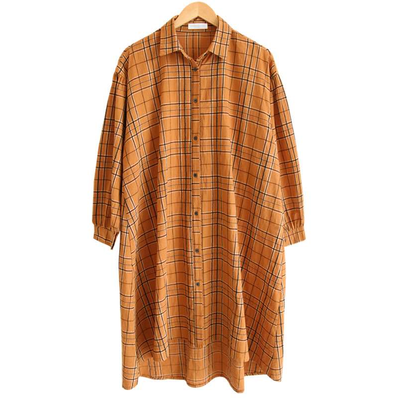 チェック柄シャツワンピース