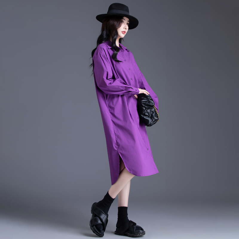 シンプル美シルエットシャツワンピース
