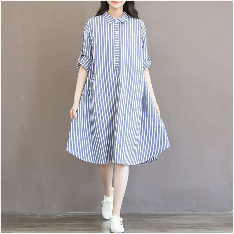 ストライプ柄シャツワンピース