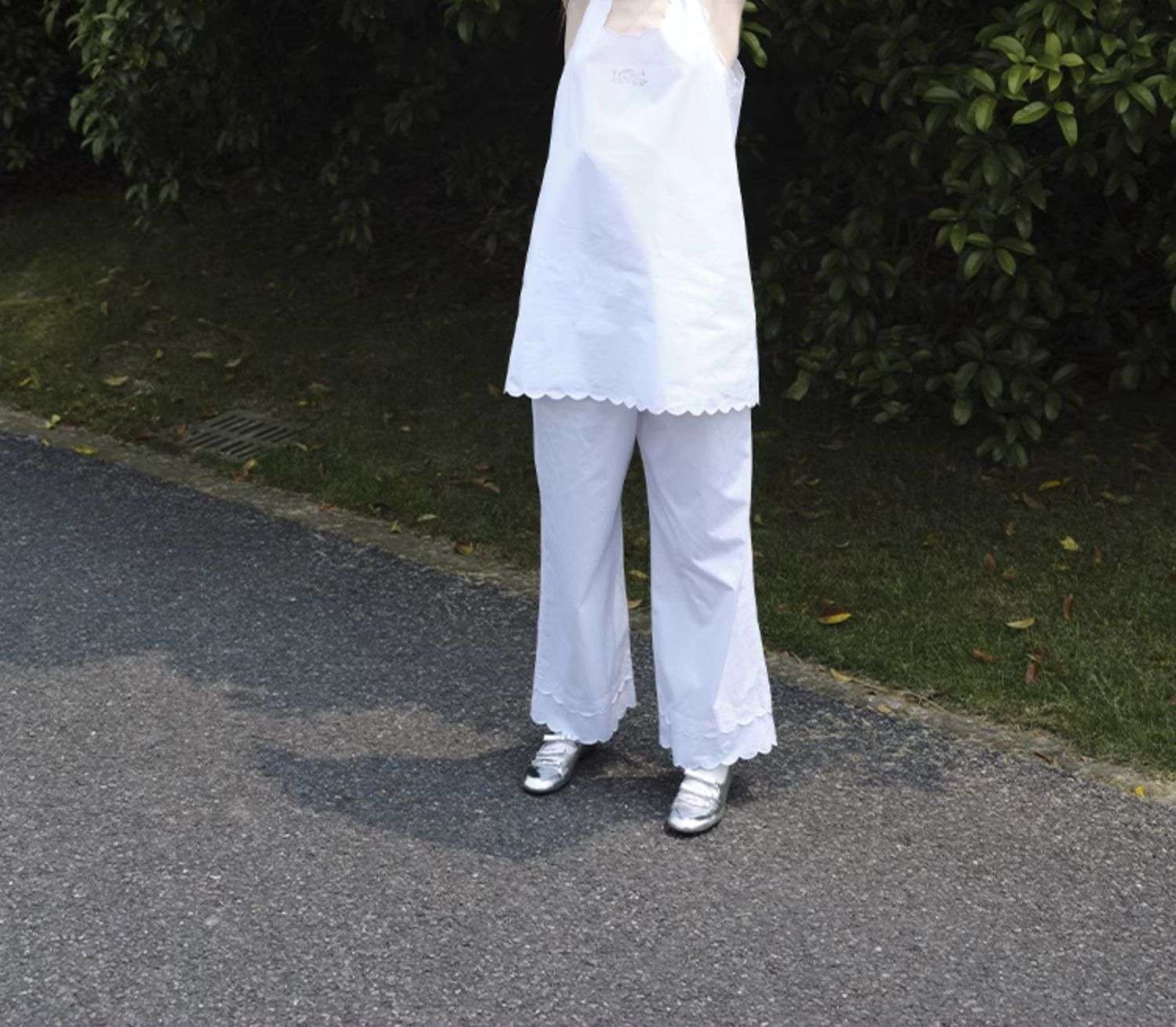シャツワンピース 涼やかスカラップワンピース