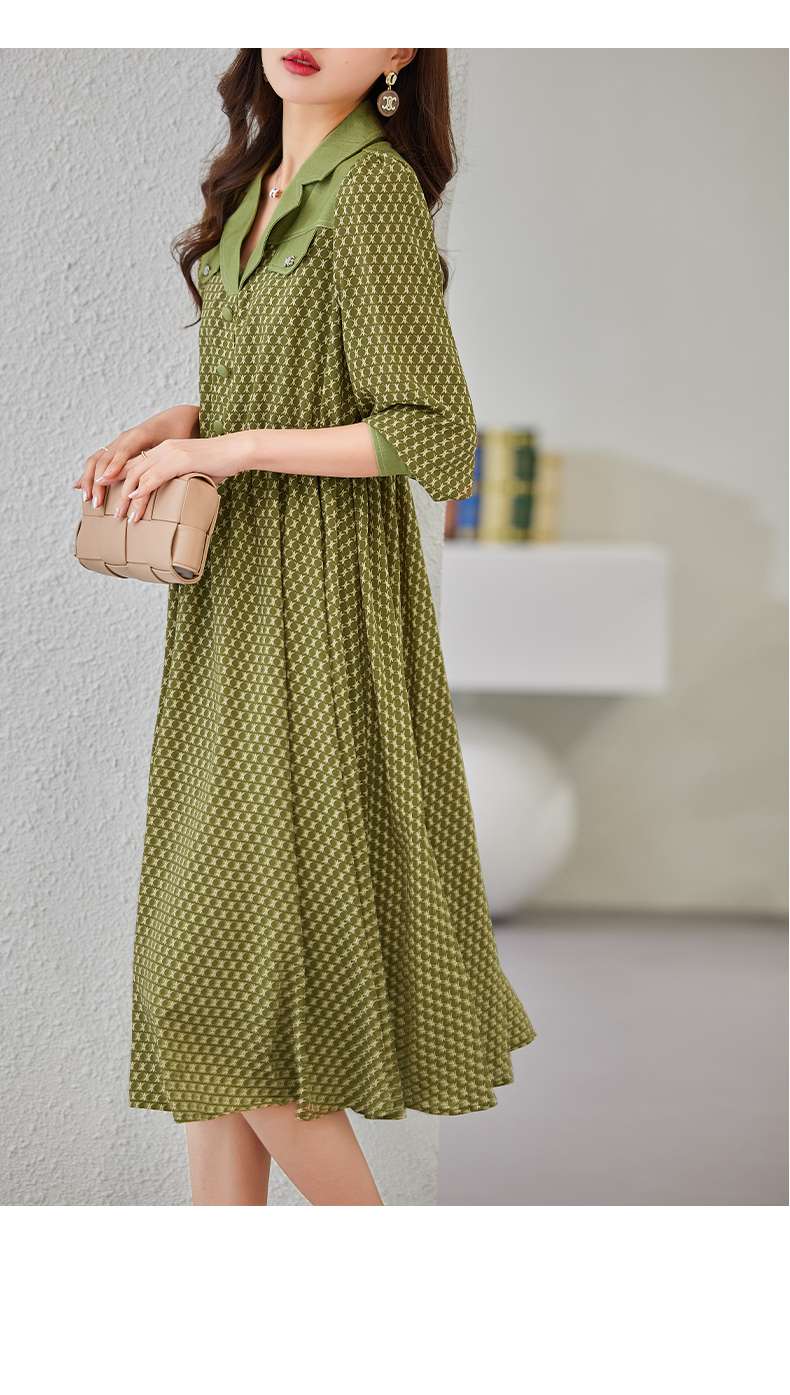 シャツワンピース レトロ調シャツカラーワンピース