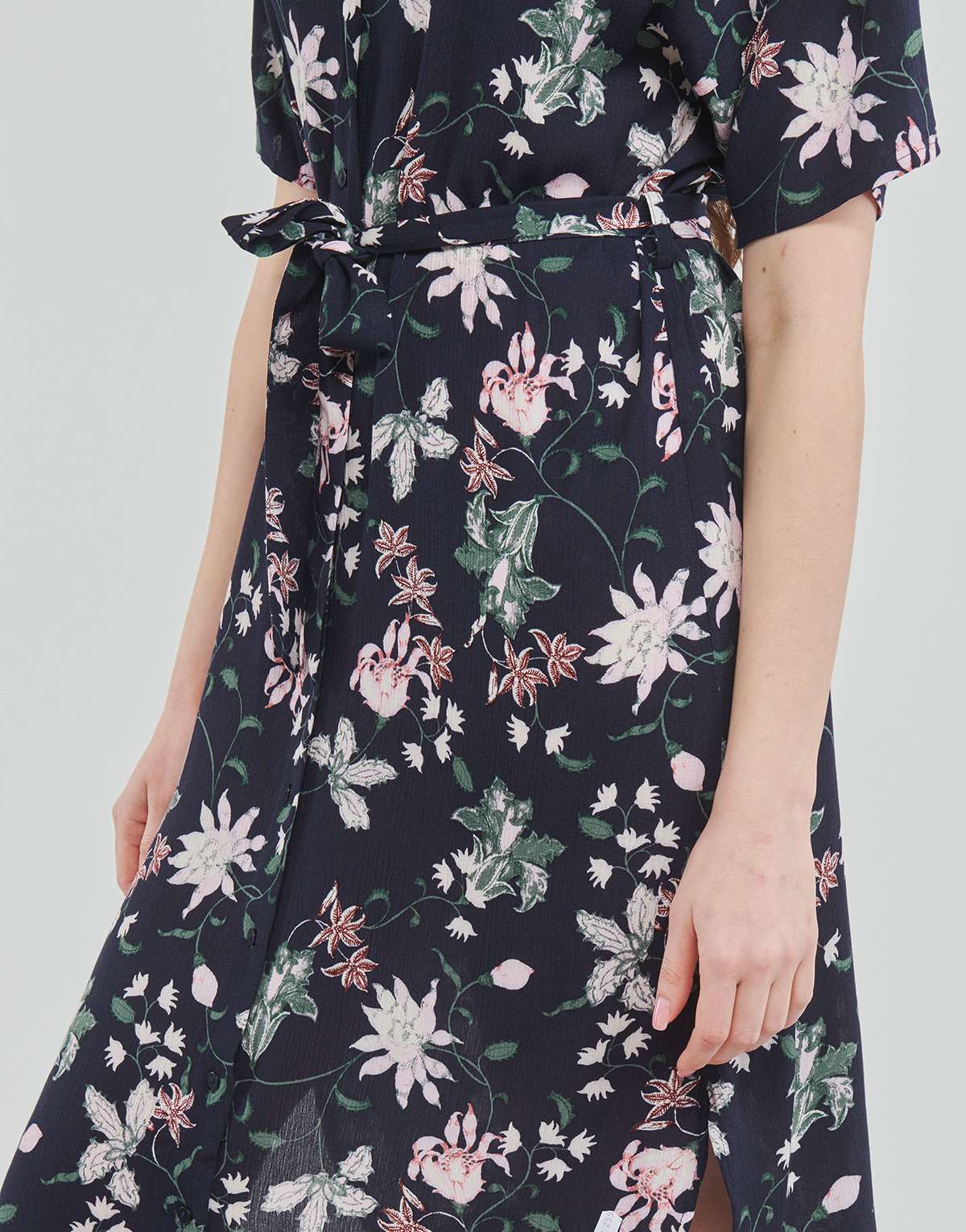 花柄シャツワンピース