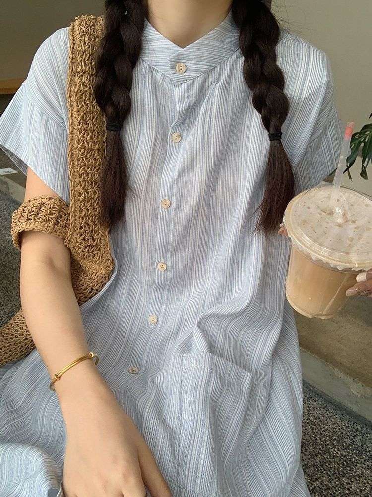 ゆったりレイヤード シャツワンピース