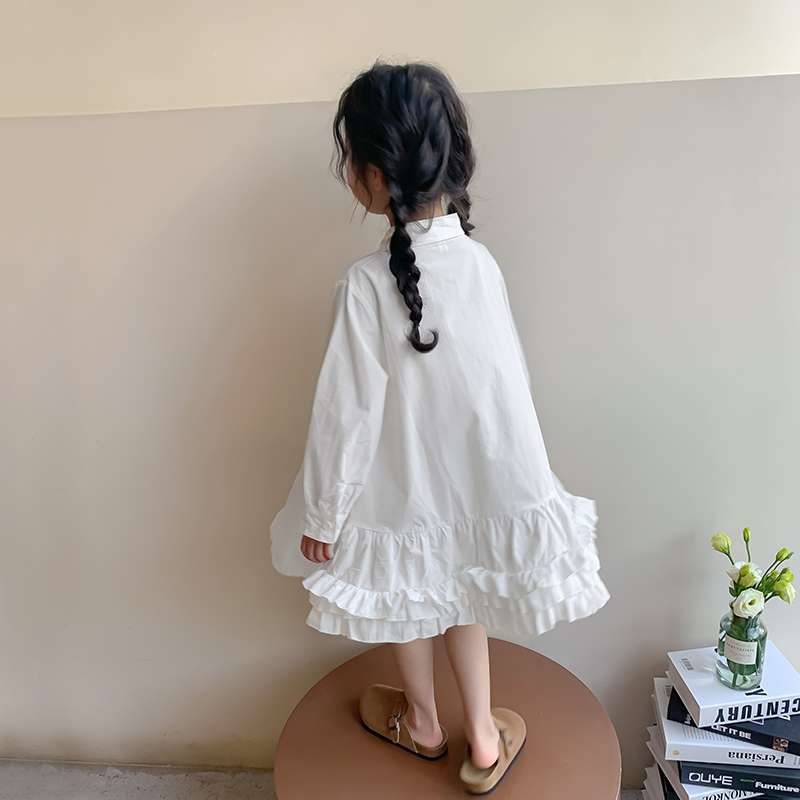 シャツワンピース フリルティアードワンピース