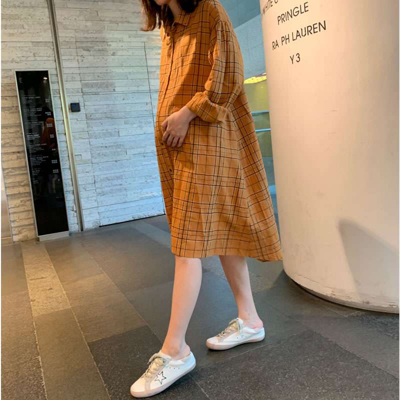 チェック柄シャツワンピース