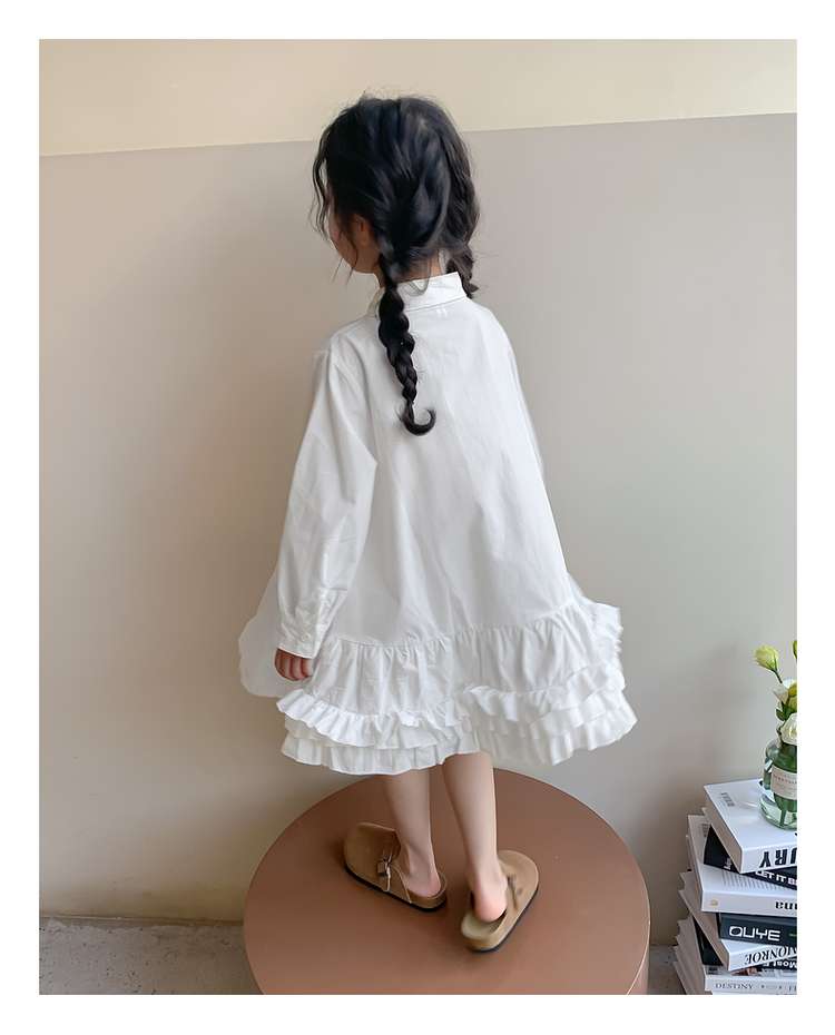 シャツワンピース フリルティアードワンピース
