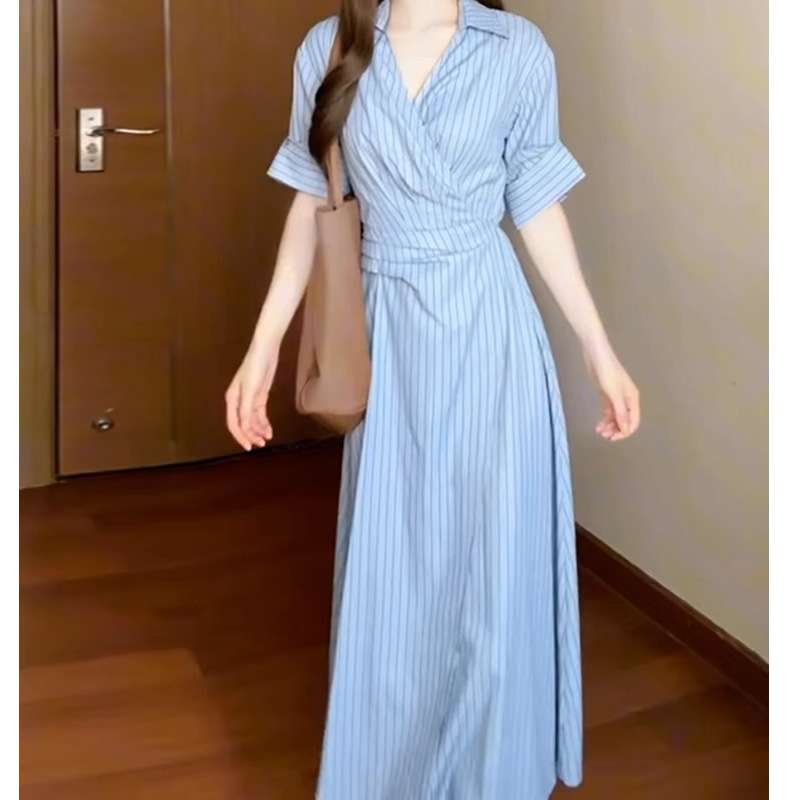 ストライプシャツワンピース