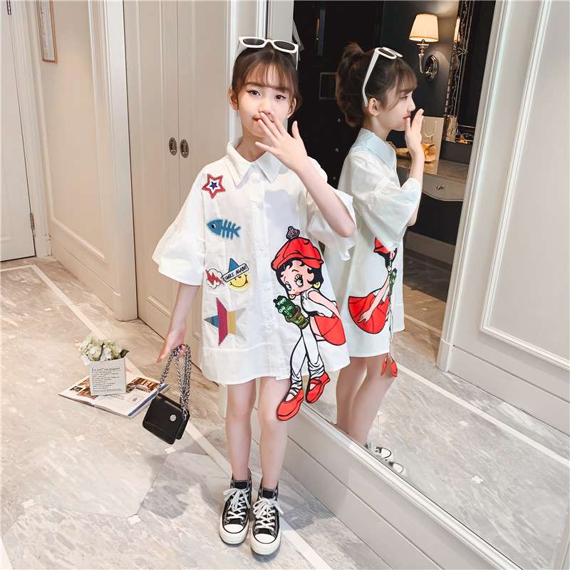 シャツワンピース 夏向けキャラクター半袖ワンピース