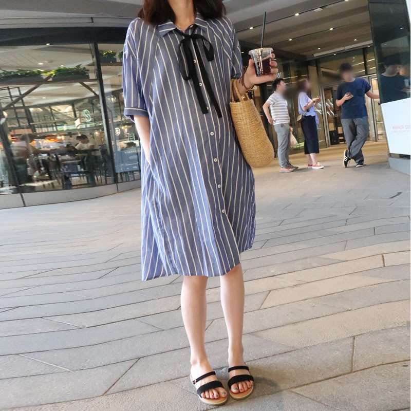 ストライプシャツワンピース