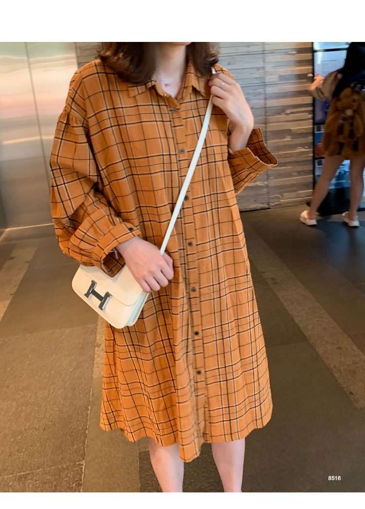 チェック柄シャツワンピース