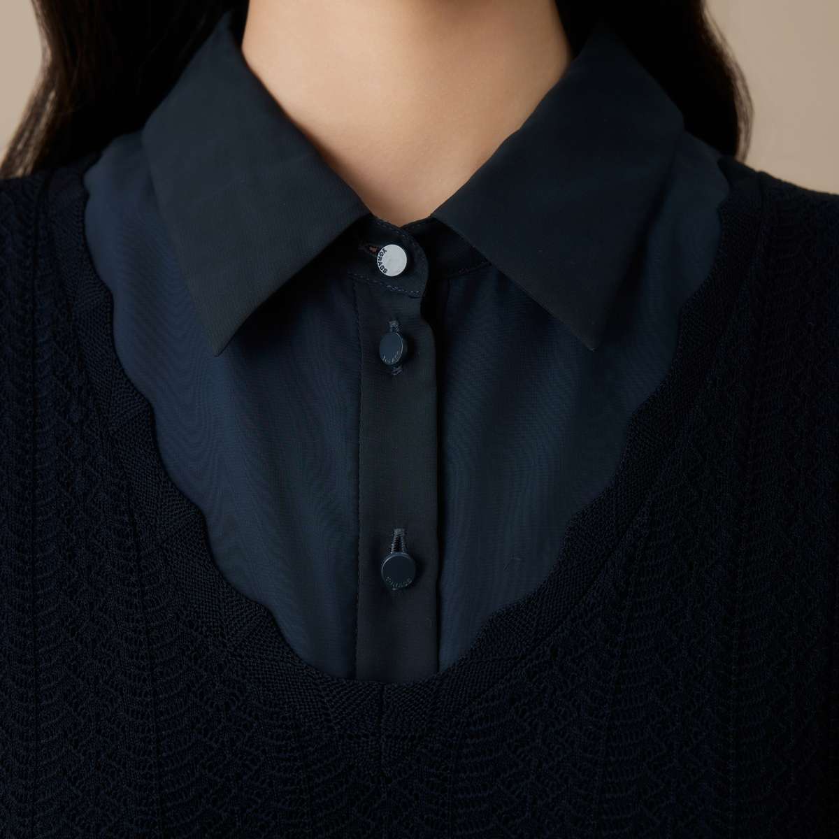 シフォンプリーツシャツワンピース
