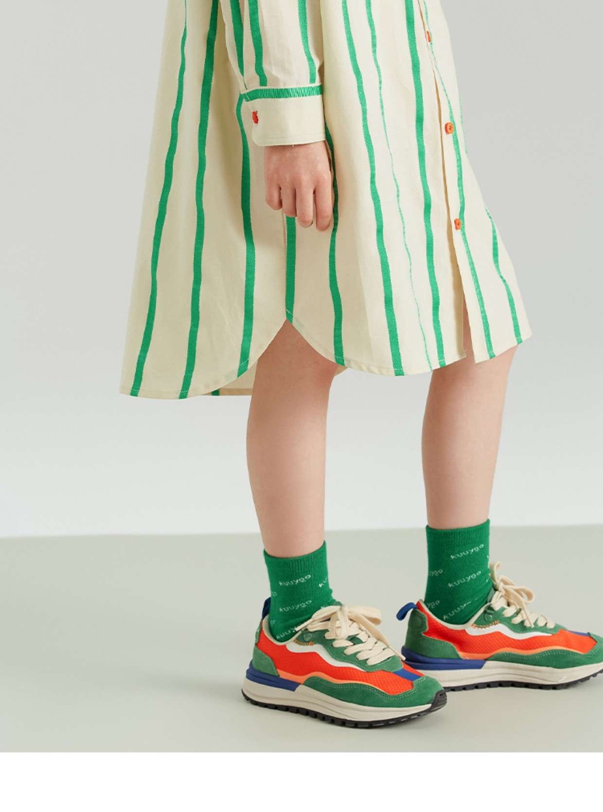 ストライプ柄シャツワンピース