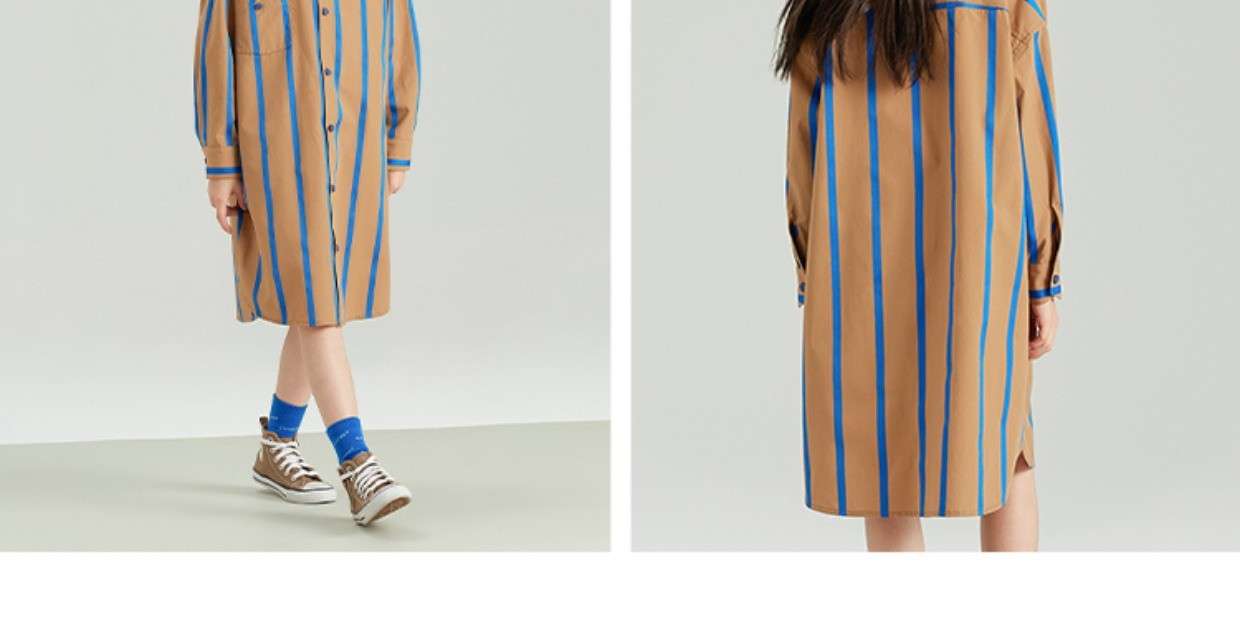 ストライプ柄シャツワンピース