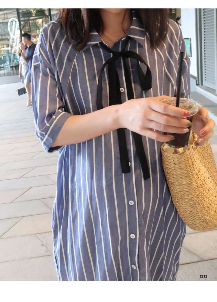 ストライプシャツワンピース