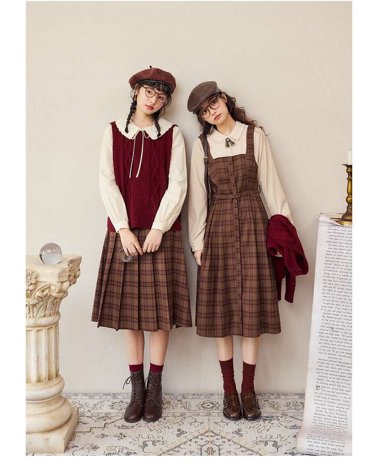 レトロ風シャツワンピース