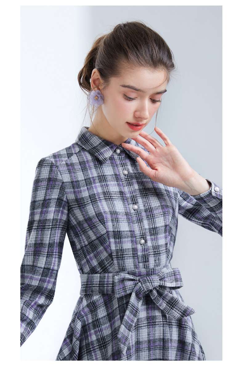 チェック柄シャツワンピース
