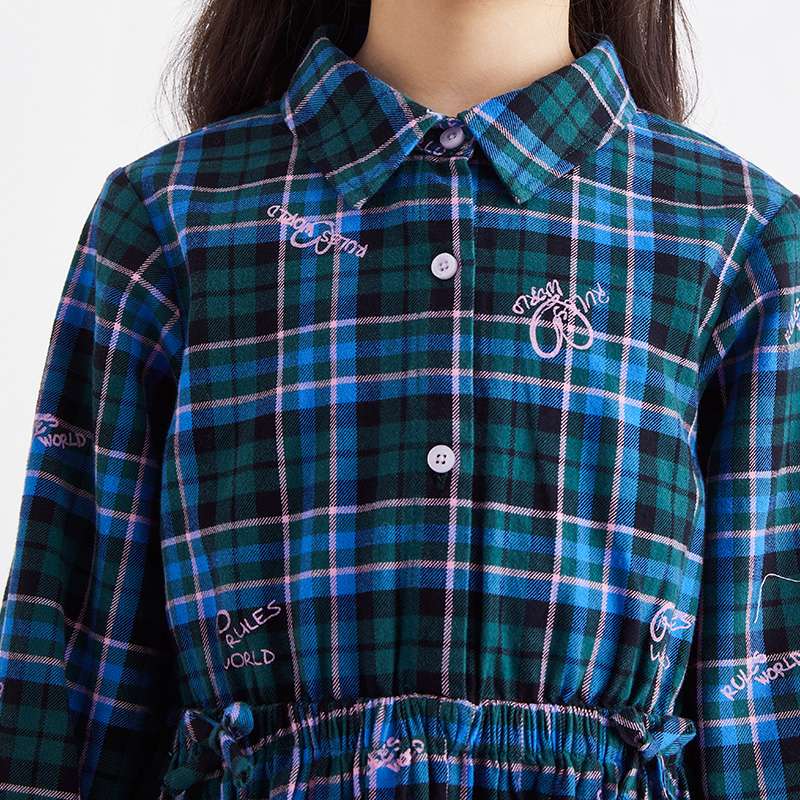 チェック柄シャツワンピース