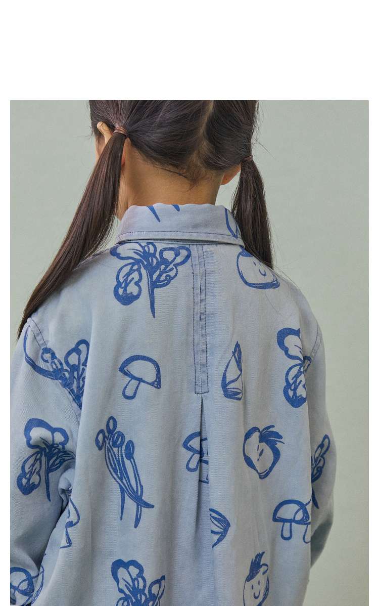 きのこ柄シャツワンピース
