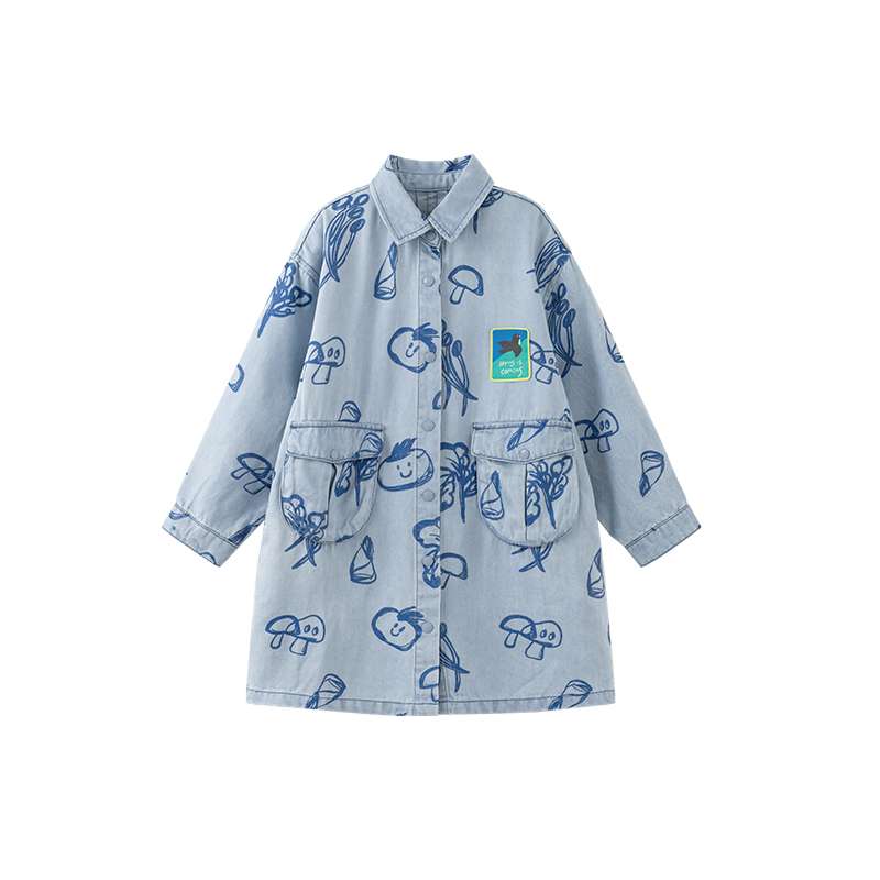 きのこ柄シャツワンピース