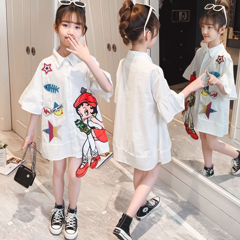 シャツワンピース 夏向けキャラクター半袖ワンピース