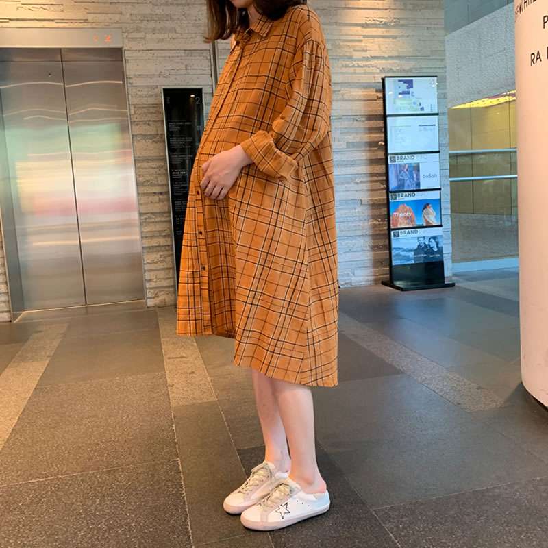 チェック柄シャツワンピース