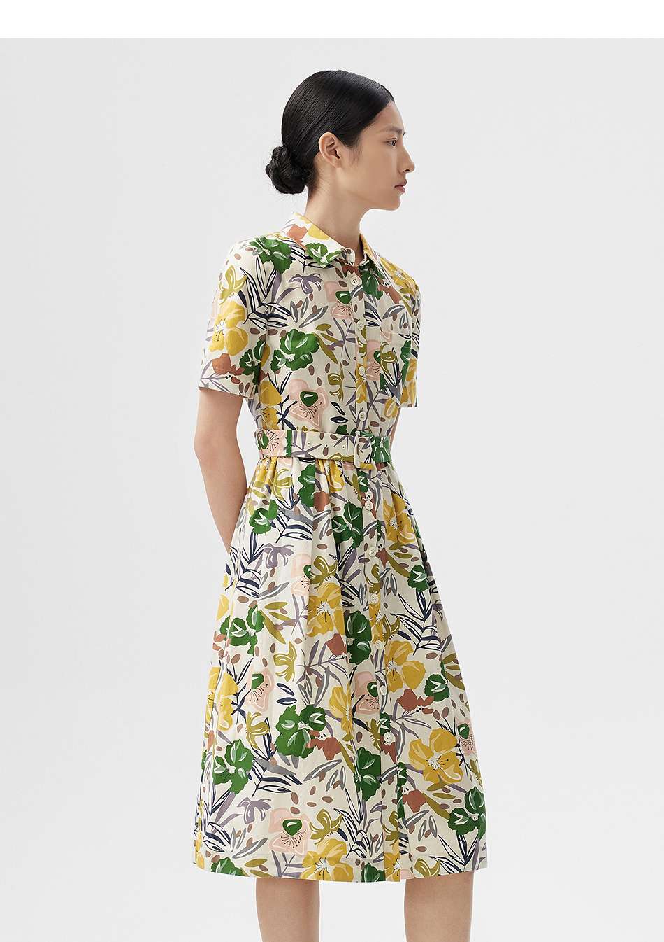 花柄シャツワンピース