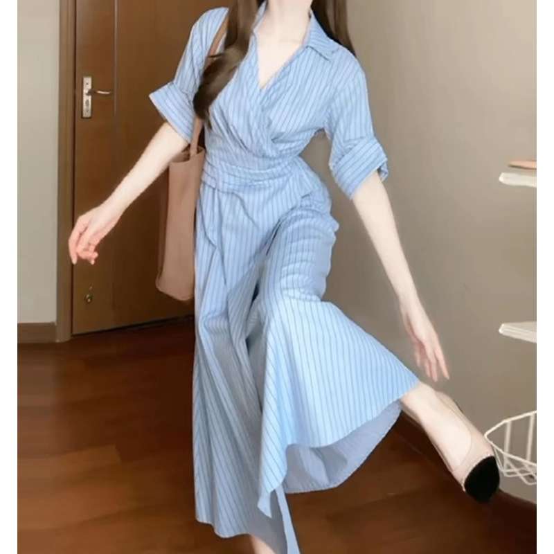 ストライプシャツワンピース