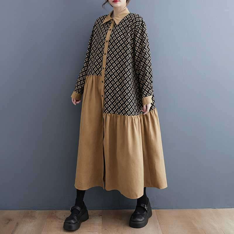モダン格子柄シャツワンピース