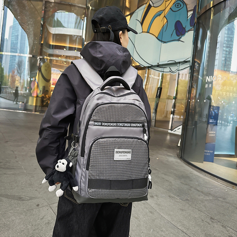 防水リュック チェック柄切替大容量多機能通勤用防水バックパック