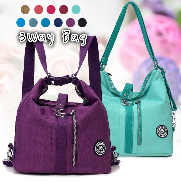 防水リュック レディース三種類使い分け防水加工ナイロンリュック