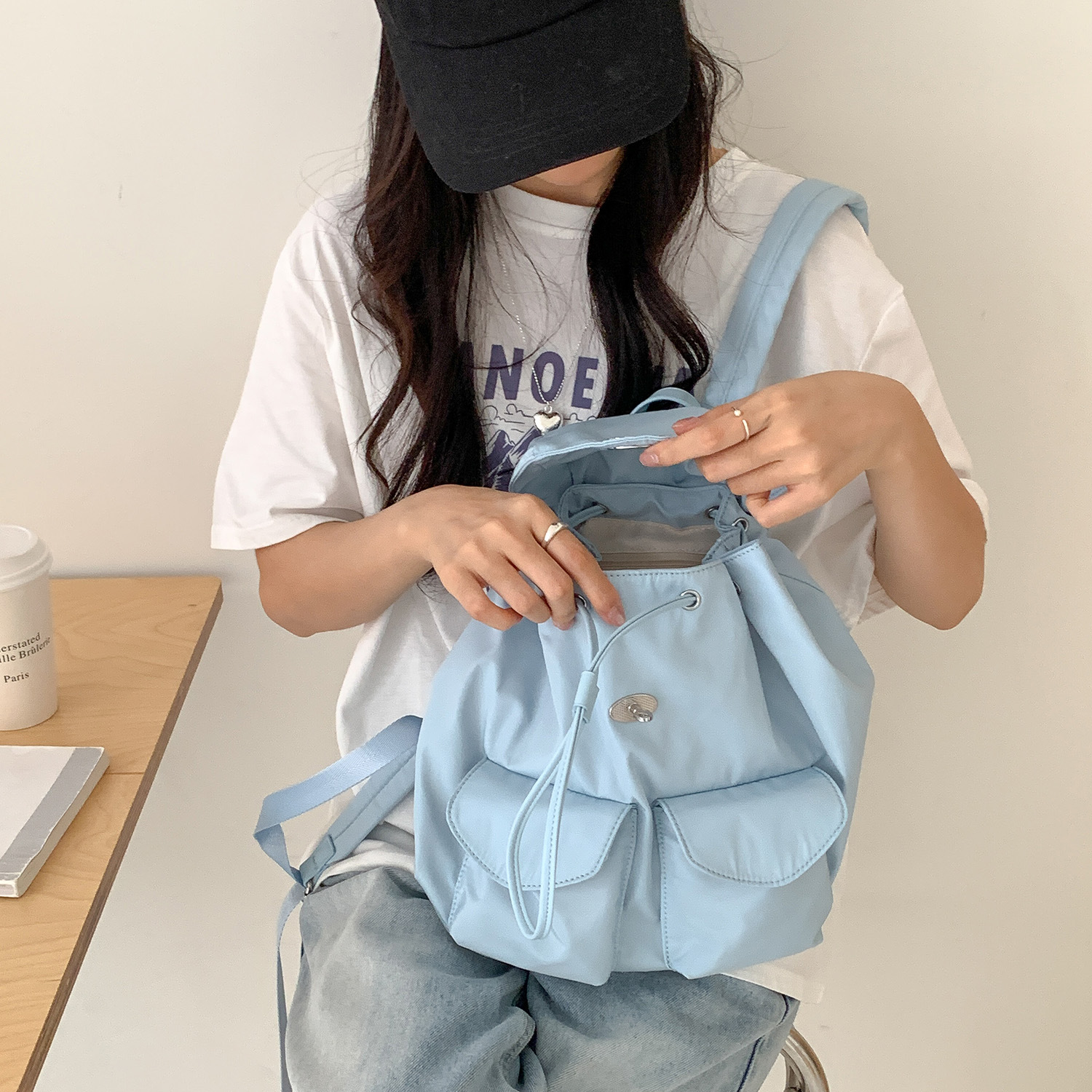 防水リュック シンプル巾着防水ミニリュック