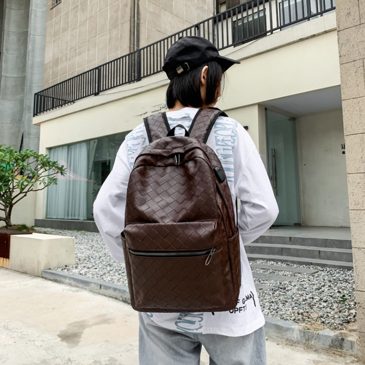 編み込み模様 防水リュック 通勤通学対応 男女兼用