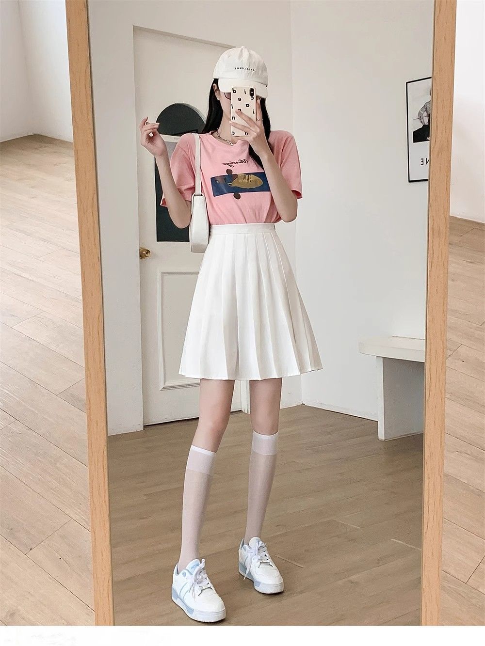 白スカート 清楚プリーツミニスカート
