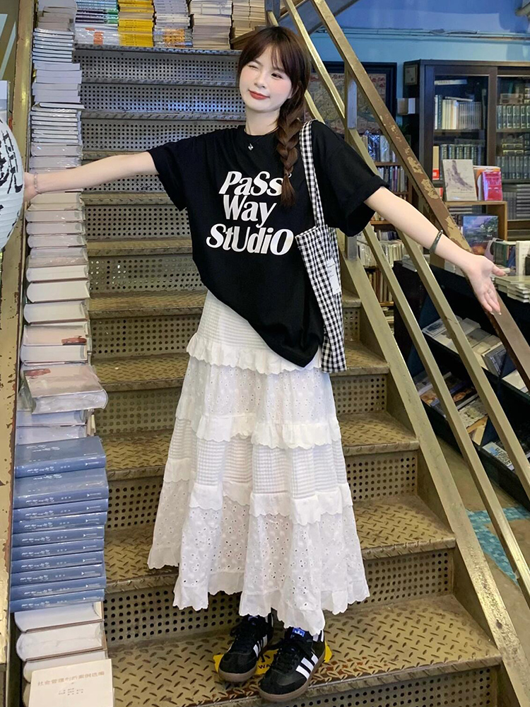 白スカート ロマンティカル フリル重ね スカート