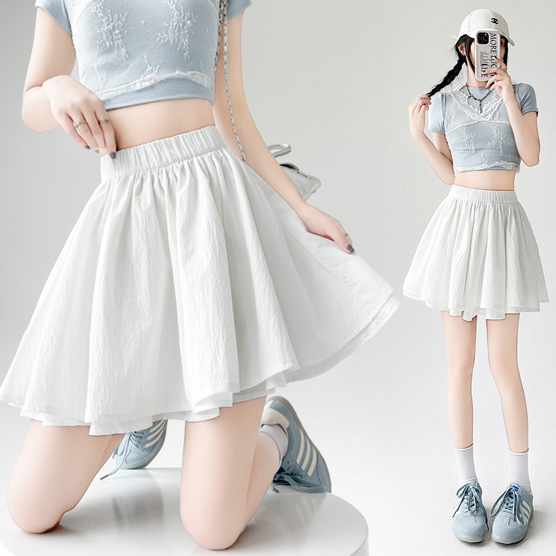白スカート ふんわり優雅フレアミニスカート