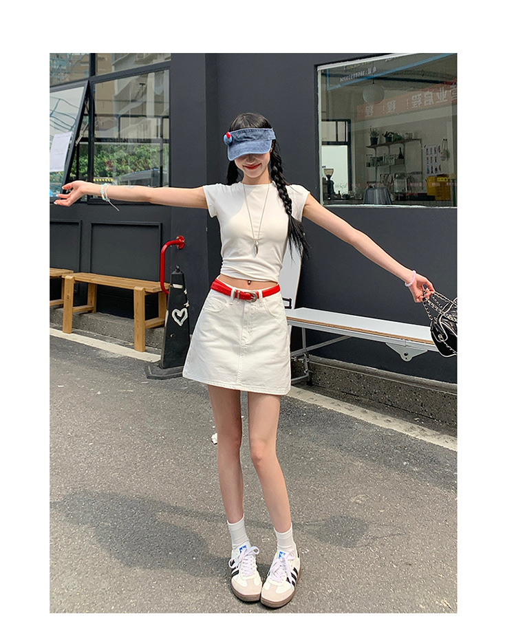 白スカート ベーシックミニデニムスカート