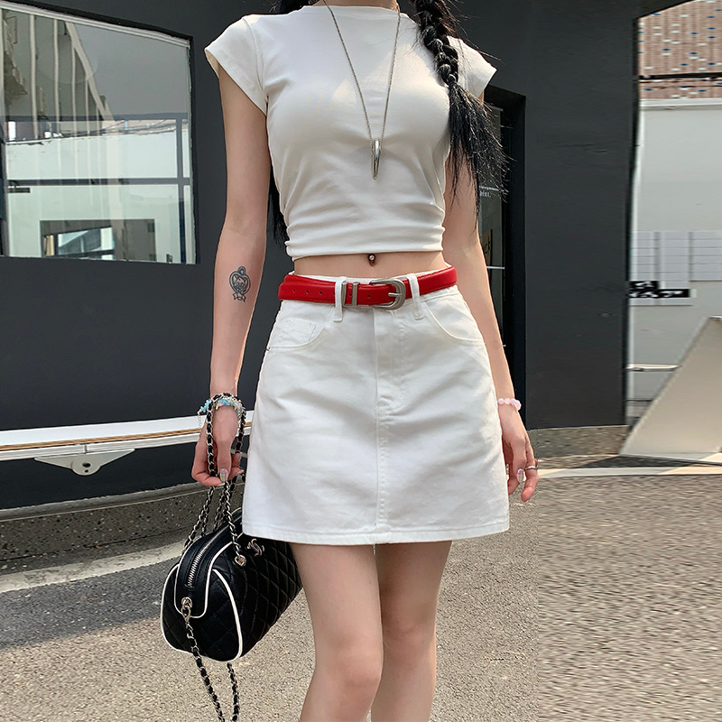白スカート ベーシックミニデニムスカート