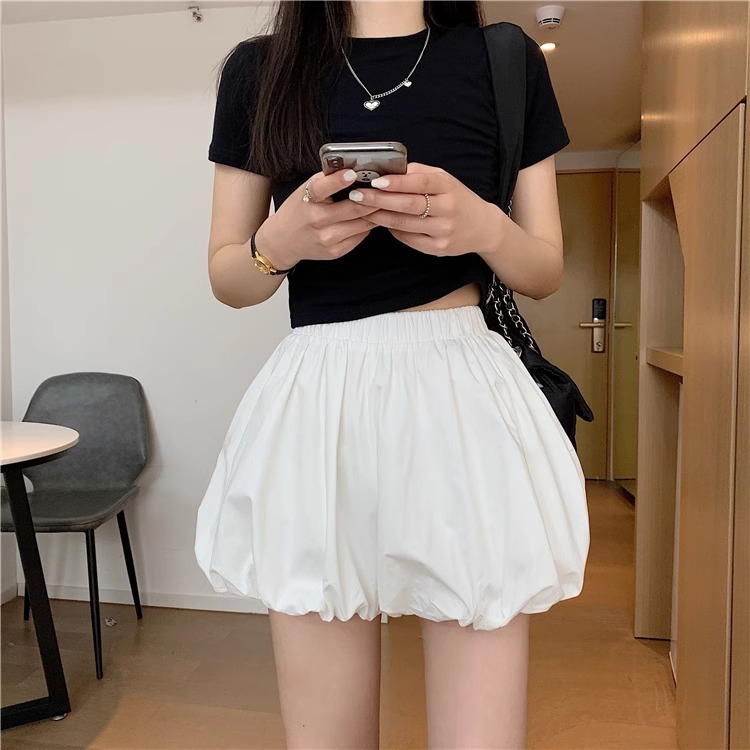 白スカート ふんわりバルーンミニスカート