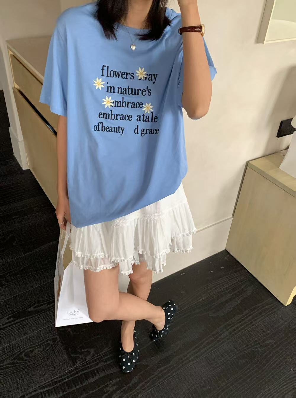 白スカート ふんわり二段フリルミニスカート