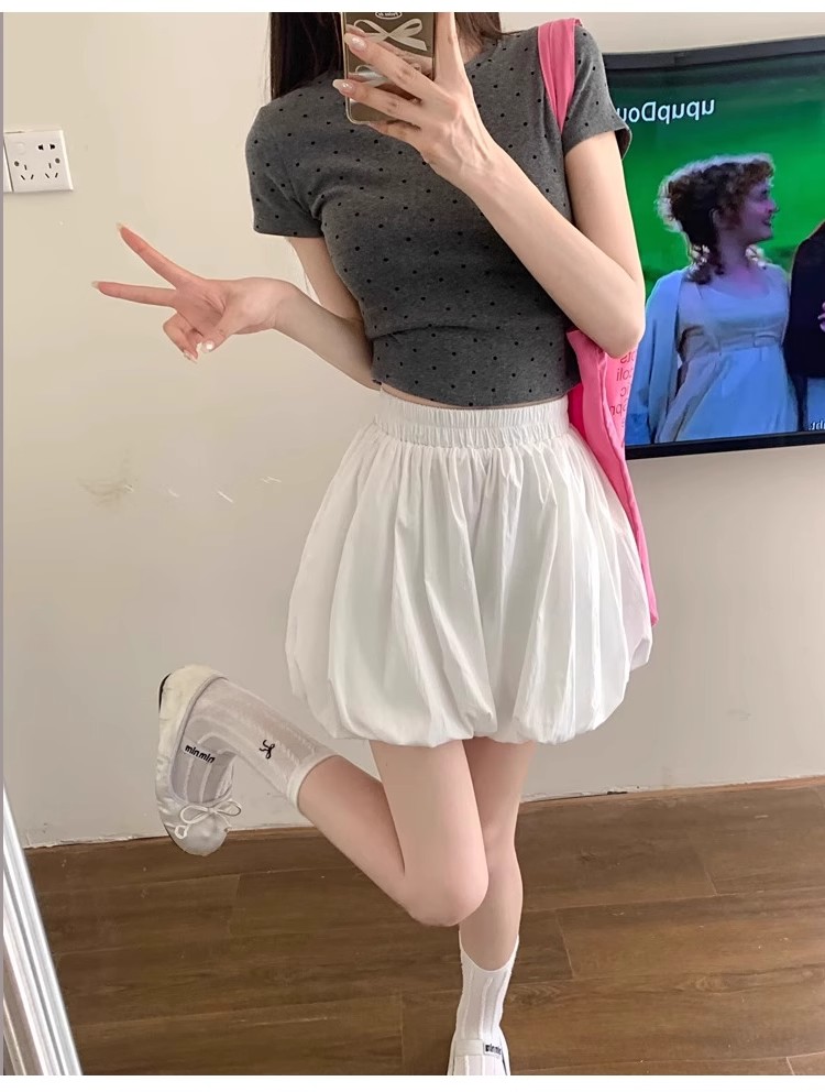 白スカート ふんわりバルーンミニスカート