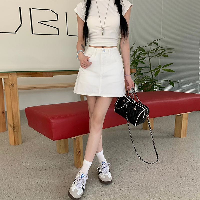 白スカート ベーシックミニデニムスカート