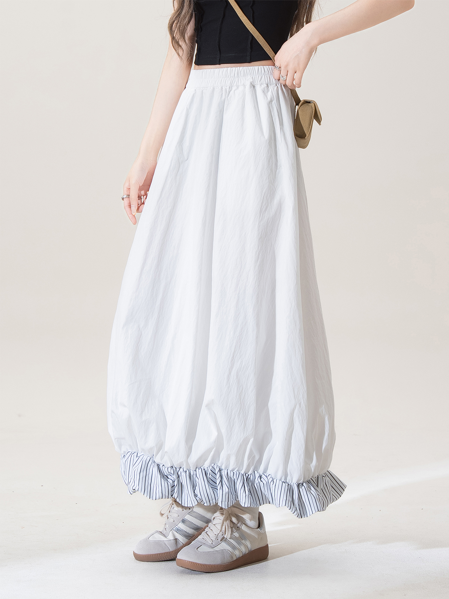 白スカート ふんわりバルーンプリーツスカート