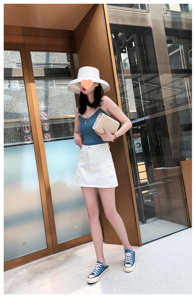 白スカート すっきりシルエット台形スカート
