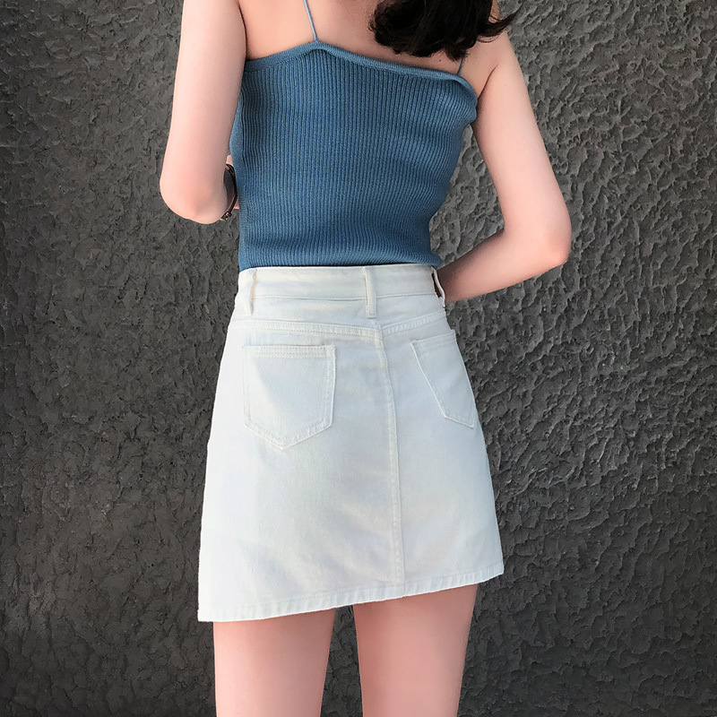 白スカート すっきりシルエット台形スカート
