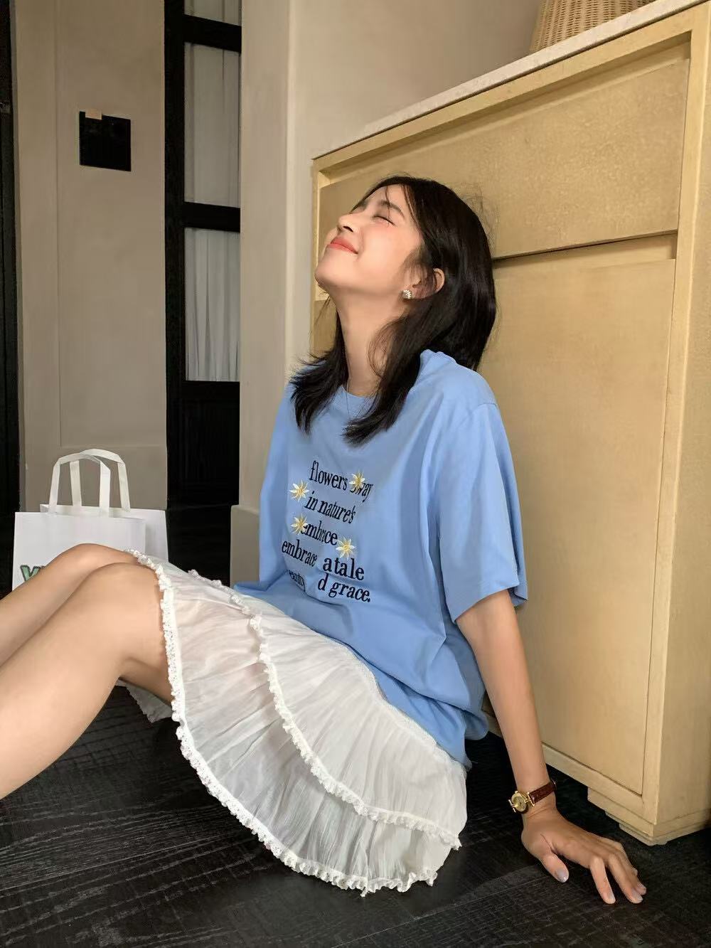 白スカート ふんわり二段フリルミニスカート