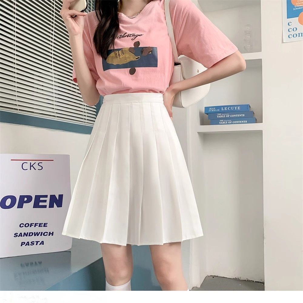 白スカート 清楚プリーツミニスカート