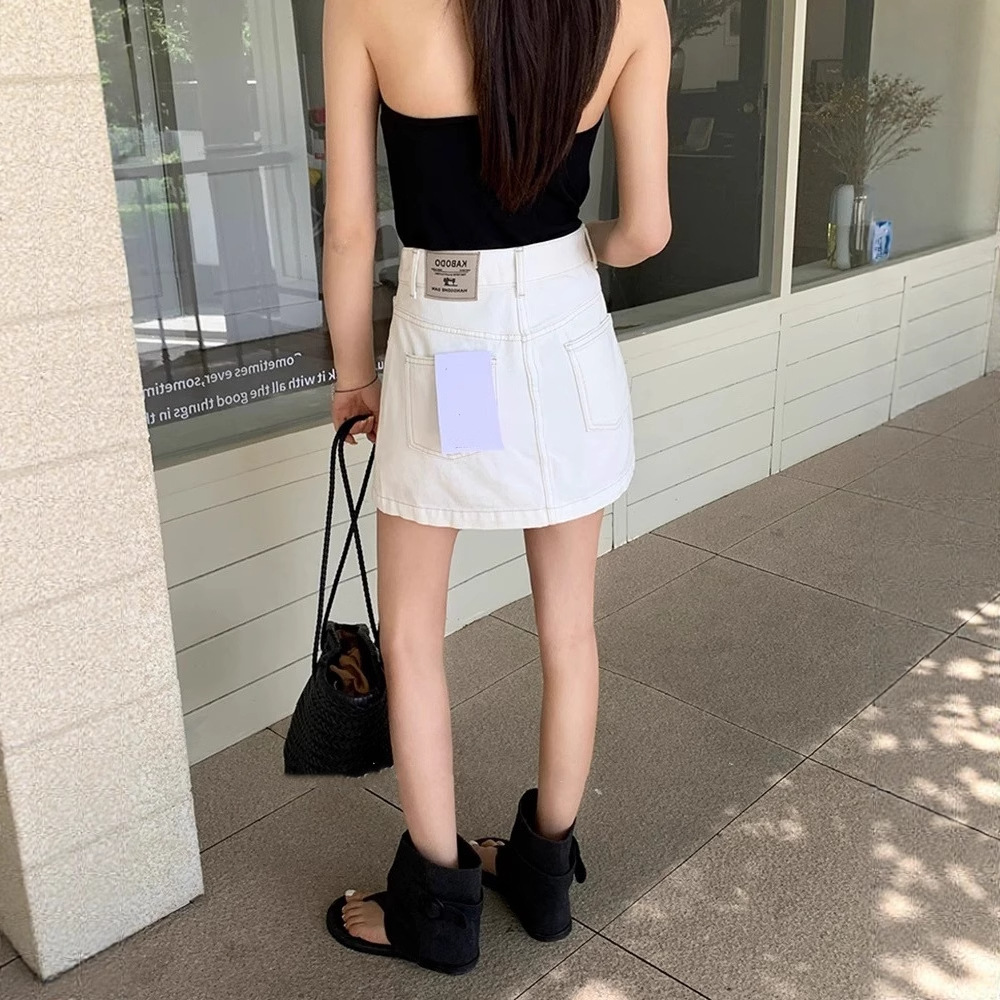 白スカート シンプル台形ミニスカート