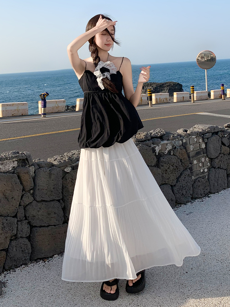 白スカート ふんわり優美三段ティアードスカート