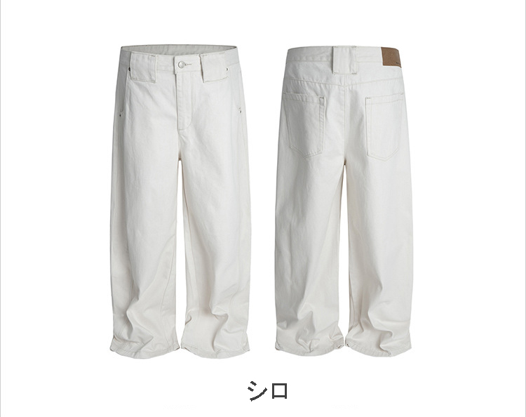 男女兼用 白パンツ ワイド ストリート系 秋冬新作